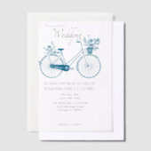 Faire-part de mariage Bleu Simple Vélo (Compenser)