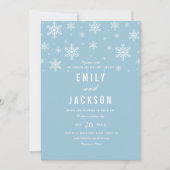 Faire-part de mariage bleu Snowflake moderne (Devant)