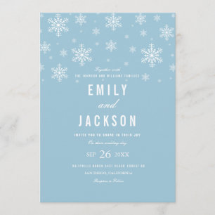 Faire-part de mariage bleu Snowflake moderne