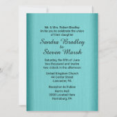 Faire-part de mariage bleu turquoise (Dos)