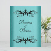 Faire-part de mariage bleu turquoise (Debout devant)