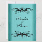 Faire-part de mariage bleu turquoise (Devant)