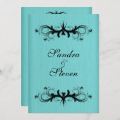 Faire-part de mariage bleu turquoise 5 po x 7 po (Devant / Derrière)