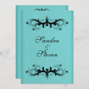 Faire-part de mariage bleu turquoise 5 po x 7 po