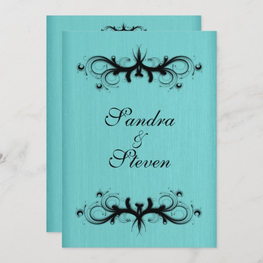 Faire-part de mariage bleu turquoise 5 po x 7 po (Devant / Derrière)