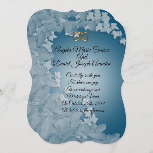 Faire-part de mariage, bleu Turquoise avec personn (Devant / Derrière)