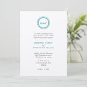 Faire-part de mariage bleu turquoise d'initiales (Debout devant)