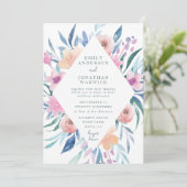 Faire-part de mariage bleu violet d'aquarelle (Debout devant)