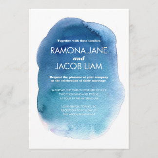 Faire-part de mariage bleu Watercolor