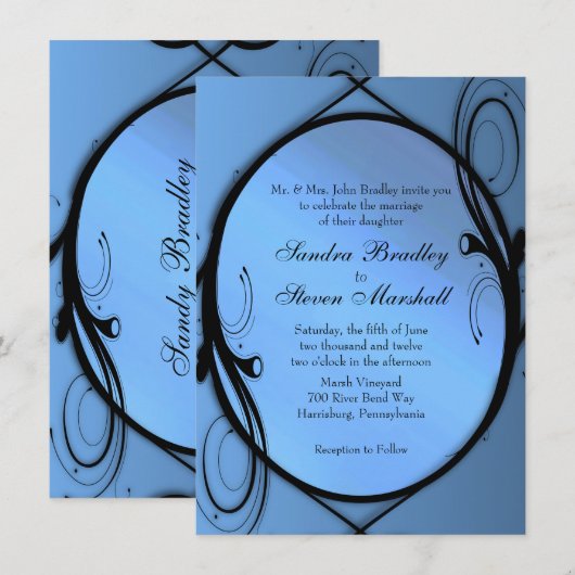 Faire-part de mariage Bleue (Devant / Derrière)
