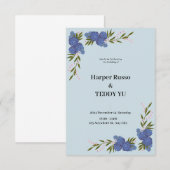 Faire-part de mariage bleue classique et élégante (Devant / Derrière)
