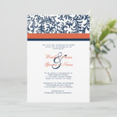 Faire-part de mariage bleue et orange (Debout devant)