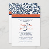 Faire-part de mariage bleue et orange (Devant / Derrière)