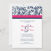 Faire-part de mariage bleue et rose (Devant)