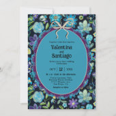 Faire-part de mariage bleue mexicaine (Devant)