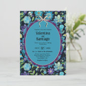 Faire-part de mariage bleue mexicaine (Debout devant)