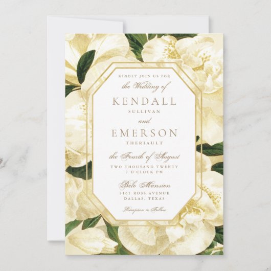 Faire-part de mariage *Blooms dorés* (Devant)