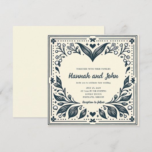 Faire-part de mariage Blooms Éternels (Devant / Derrière)