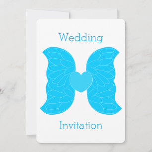 Faire-part de mariage Blue Angel Wings Coeur Desig