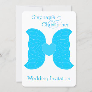 Faire-part de mariage Blue Angel Wings Coeur Desig