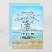 Faire-part de mariage Blue Beach Invitations (Devant / Derrière)