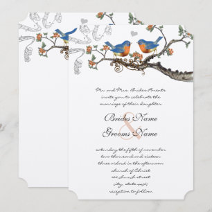 Faire-part de mariage Blue Coral Vintage Bluebirds