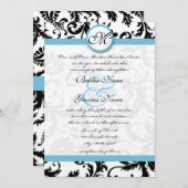 Faire-part de mariage Blue Damask Fils 5 x 7 (Devant / Derrière)