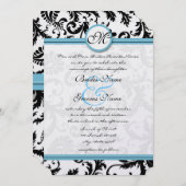Faire-part de mariage Blue Damask Fils 5 x 7 (Devant / Derrière)