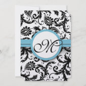 Faire-part de mariage Blue Damask Fils 5 x 7 (Dos)