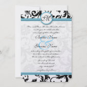 Faire-part de mariage Blue Damask Fils 5 x 7 (Devant)