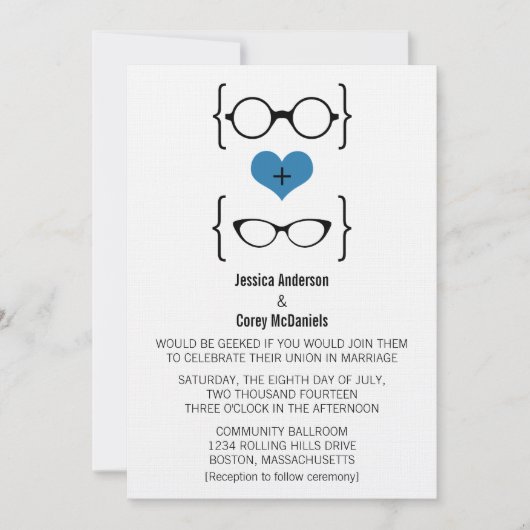 Faire-part de mariage Blue Geeky Glass (Devant)
