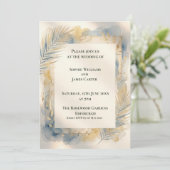 Faire-part de mariage Blue Gold Palm (Debout devant)