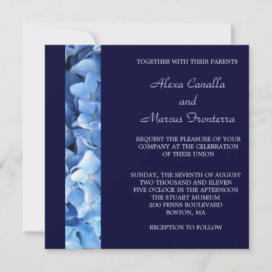 Faire-part de mariage Blue Hydrangea - Deux côtés (Devant)