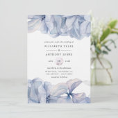 Faire-part de mariage Blue Hydrangeas (Debout devant)