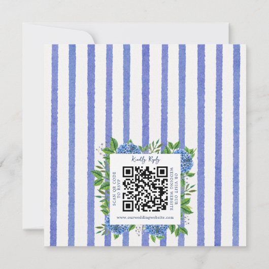 Faire-part de mariage Blue Hydrangeas avec code QR (Dos)