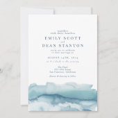 Faire-part de mariage Blue Ocean Watercolor (Devant)