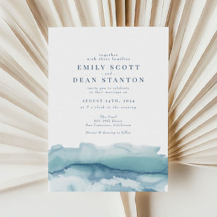 Faire-part de mariage Blue Ocean Watercolor
