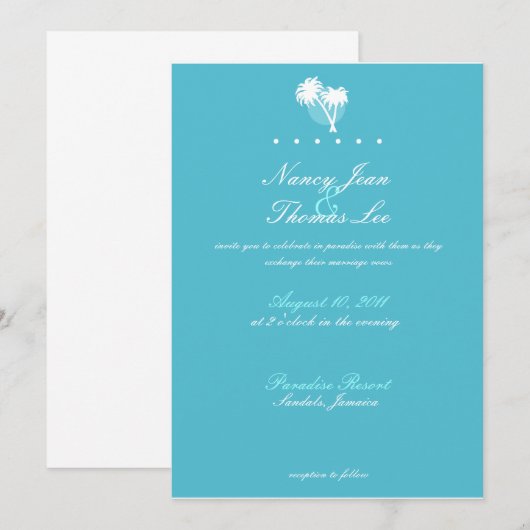 Faire-part de mariage Blue Palms (Devant / Derrière)