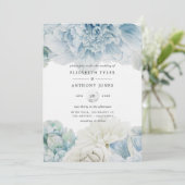 Faire-part de mariage Blue Peonies (Debout devant)