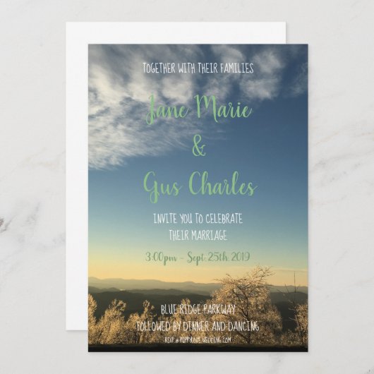 Faire-part de mariage Blue Ridge (Devant / Derrière)