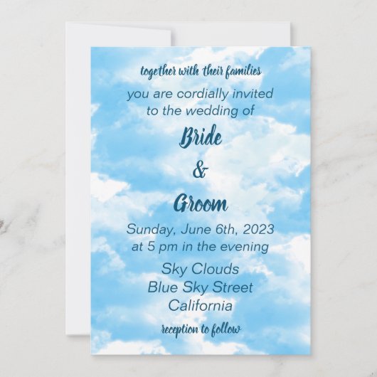 Faire-part de mariage Blue Sky Clouds (Devant)