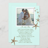 Faire-part de mariage Blue Starfish Réception uniq (Devant / Derrière)