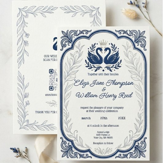 Faire-part de mariage Blue Swan