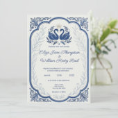 Faire-part de mariage Blue Swan (Debout devant)
