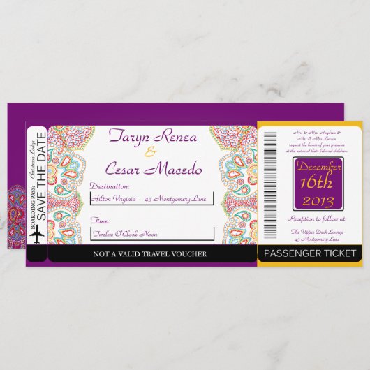 Faire-part de mariage Blue Tree / Snowf Boarding P (Devant / Derrière)