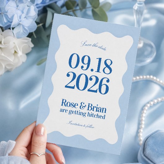 Faire-part de mariage Blue Wavy Cabana