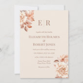 Faire-part de mariage Blush Beige Monogramme (Devant)