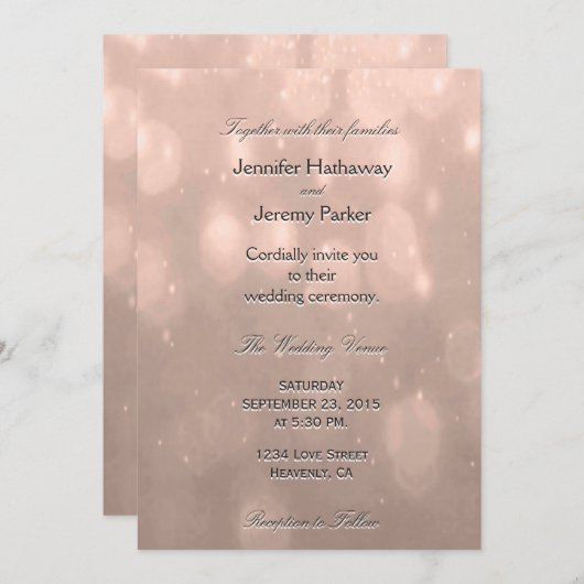 Faire-part de mariage | Blush Bokeh (Devant / Derrière)