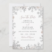 Faire-part de mariage Blush Flocon de neige d'hive (Devant)