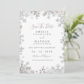 Faire-part de mariage Blush Flocon de neige d'hive (Debout devant)